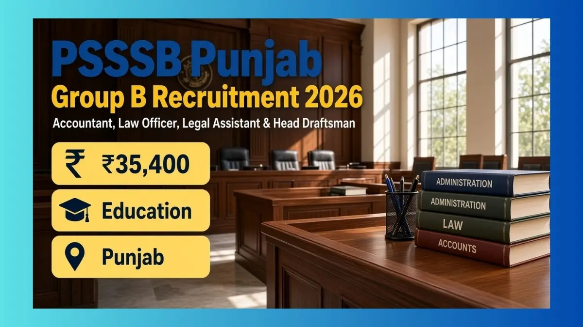 PSSSB Punjab Group B Recruitment 2026 notice for 10 Accountant and legal posts