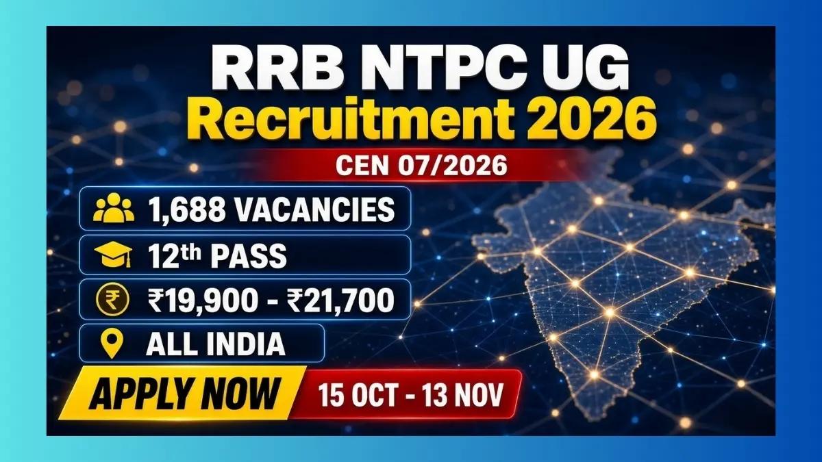 RRB NTPC UG Recruitment 2026 indicative notice for 1688 undergraduate posts