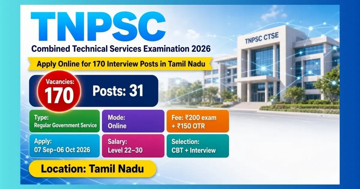 TNPSC CTSE Interview Posts Recruitment 2026 notification for 170 Tamil Nadu posts