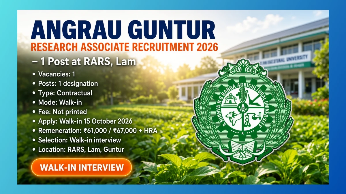 ANGRAU Guntur Research Associate Recruitment 2026 notification for 1 RS and GIS post