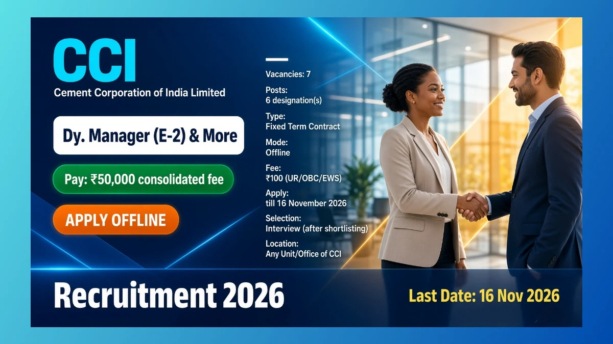 CCI Deputy Manager (E-2) Recruitment 2026 – Apply Offline for 7 Fixed Term Contract Posts