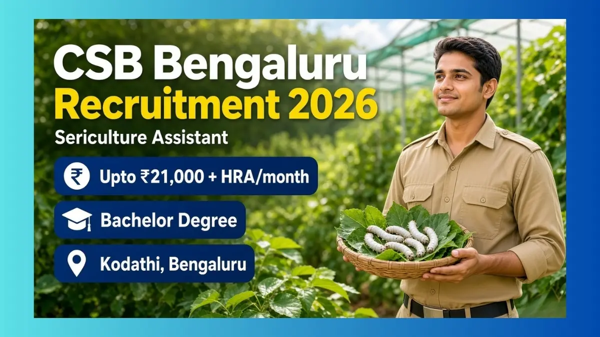 CSB-ISBR Bengaluru Sericulture Assistant Recruitment 2026 for one contract post