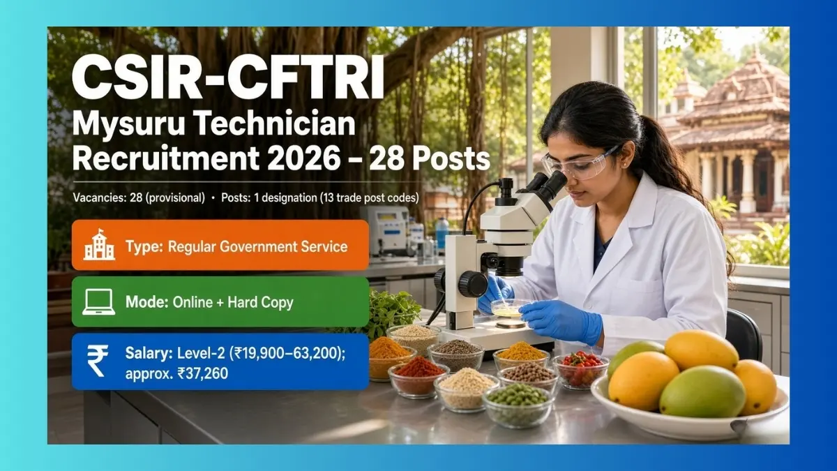 CSIR-CFTRI Mysuru Technician Recruitment 2026 for 28 posts