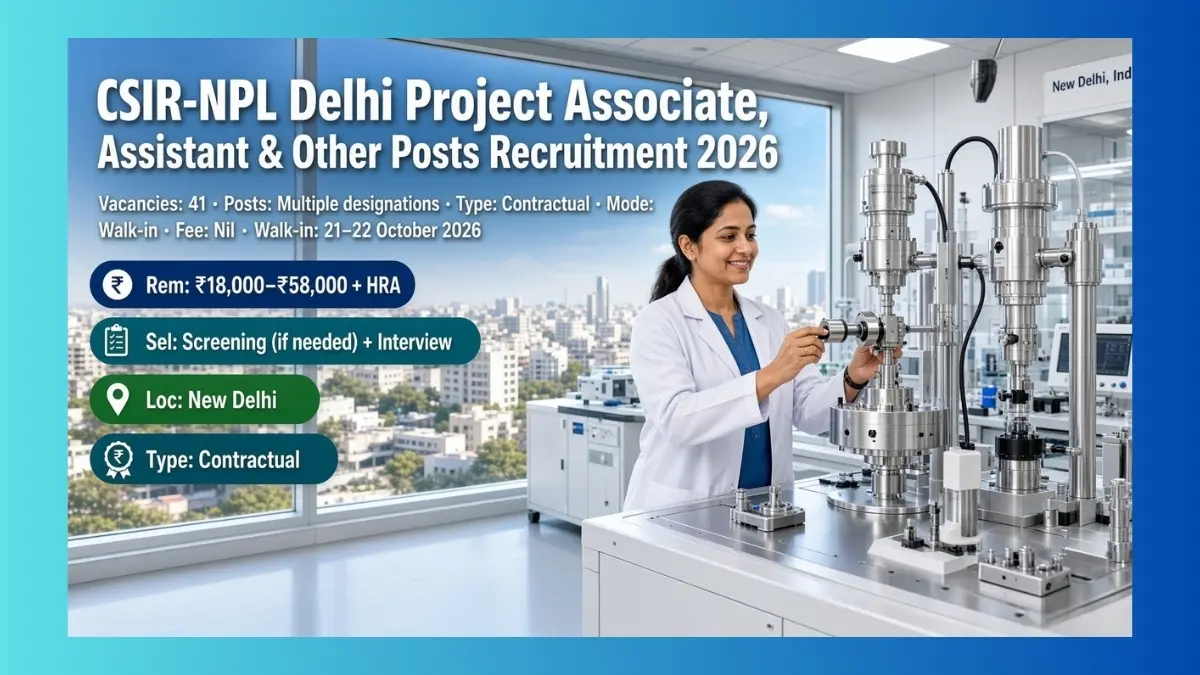 CSIR-NPL Delhi walk-in interview for 41 project associate and assistant posts 2026