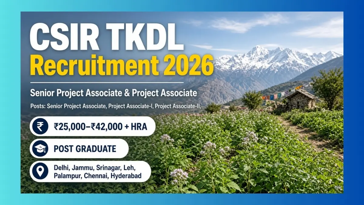 CSIR TKDL Project Associate Recruitment 2026 for 50 project seats in seven cities