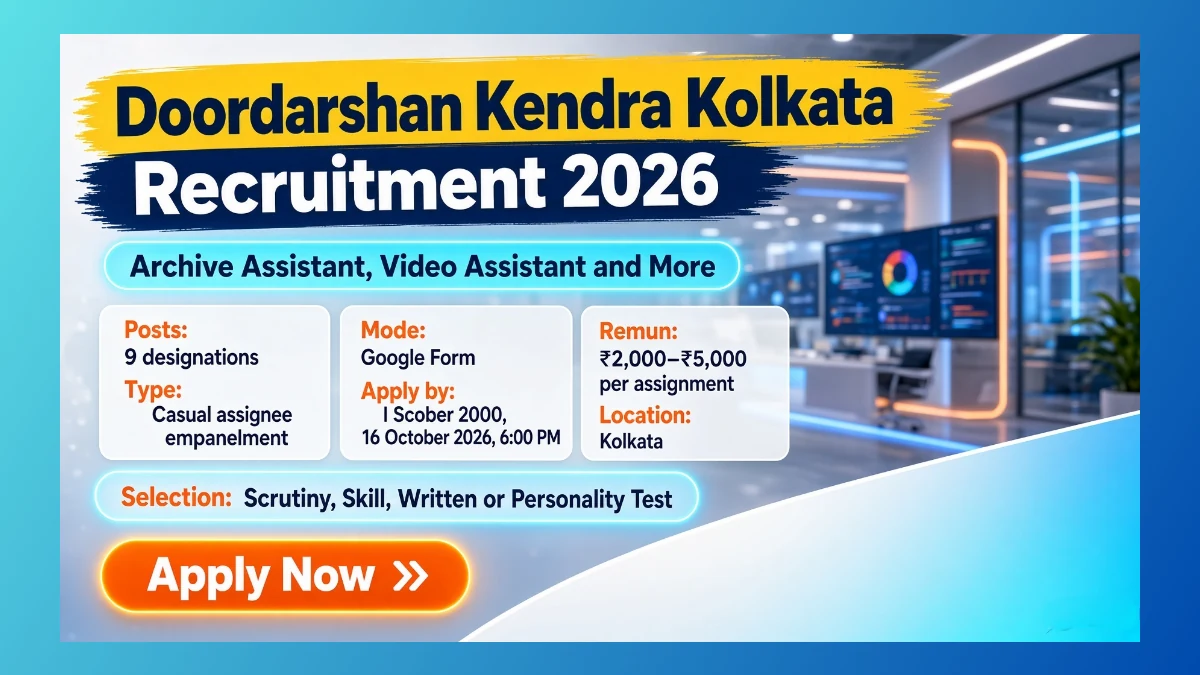 DDK Kolkata casual assignee recruitment 2026 notice for Archive Assistant and Video Assistant