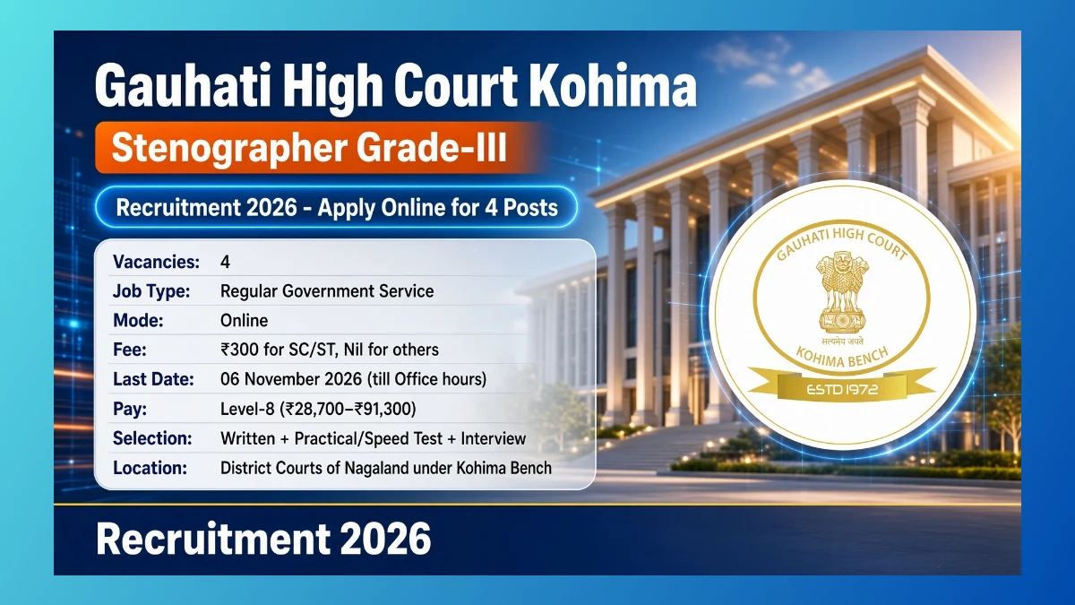 Gauhati High Court Kohima Stenographer Grade-III Recruitment 2026 for 4 posts in Nagaland