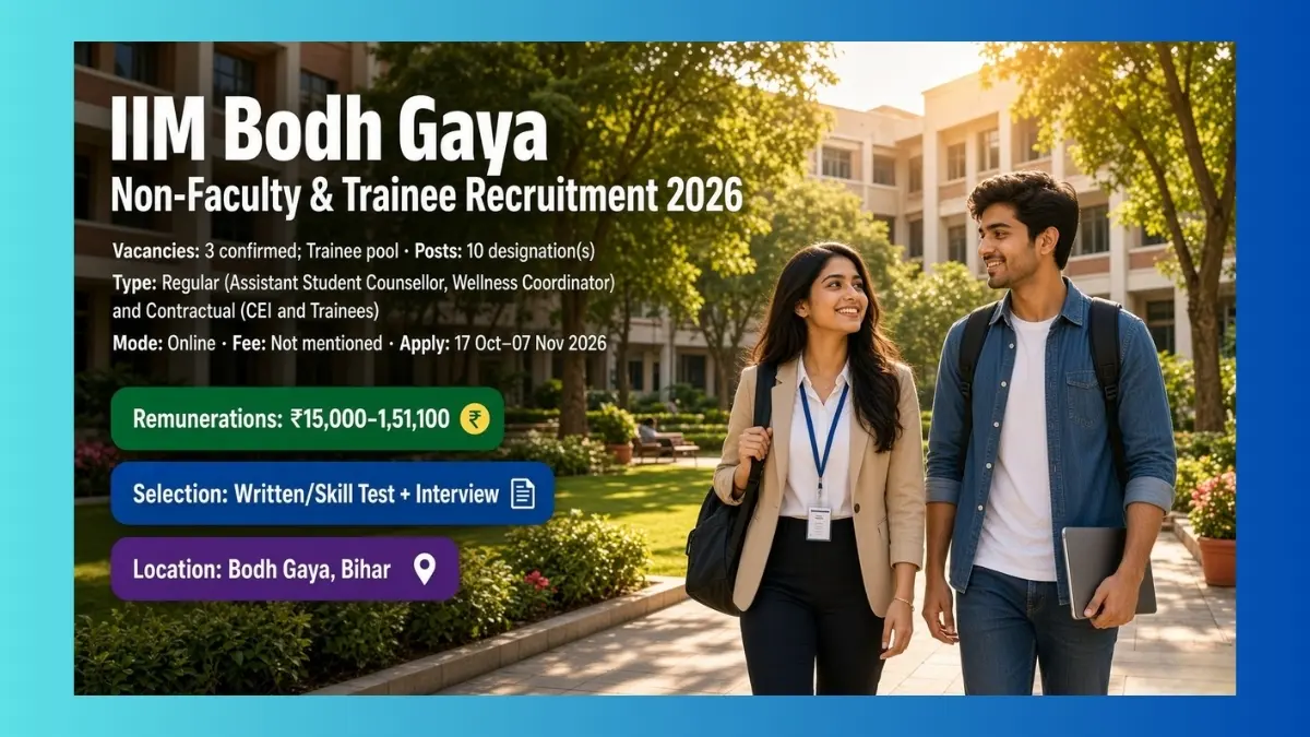 IIM Bodh Gaya Non-Faculty and Trainee Recruitment 2026 notification