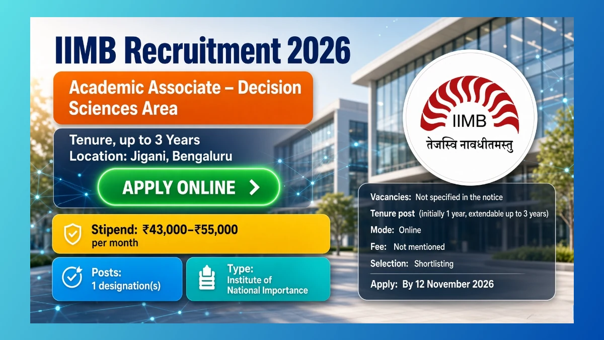 IIMB Academic Associate Decision Sciences Area recruitment 2026 notification