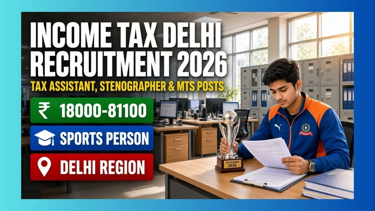 Income Tax Delhi Sports Quota Recruitment 2026 for 119 Tax Assistant, Stenographer and MTS posts