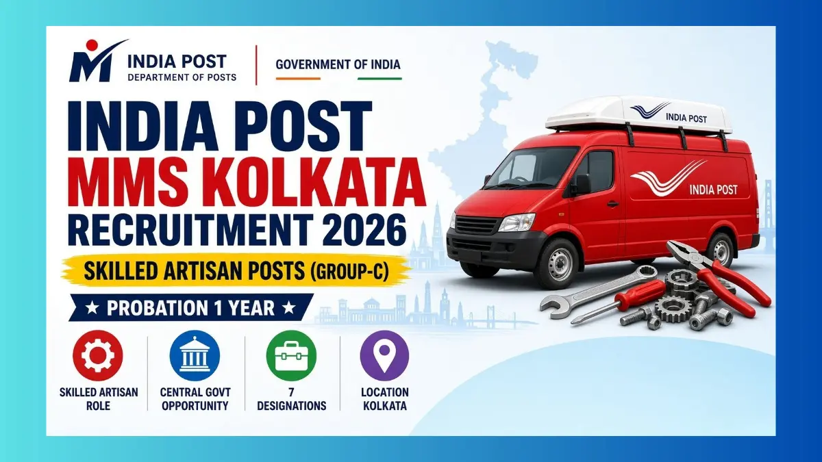 India Post MMS Kolkata Skilled Artisan Recruitment 2026 notification for 19 posts