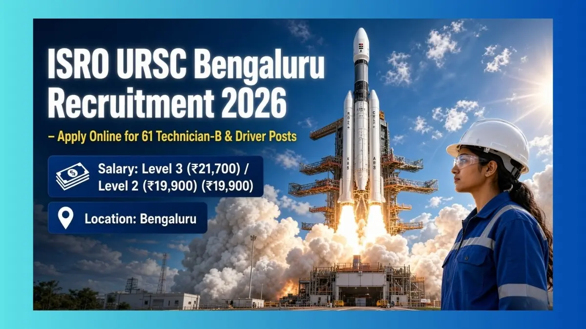 ISRO URSC Technician-B and Driver recruitment 2026 notification for 61 posts in Bengaluru