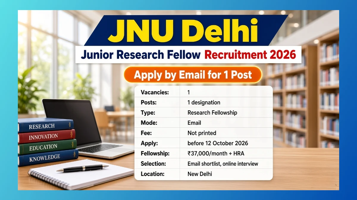 JNU Delhi Junior Research Fellow Recruitment 2026 for one ANRF project seat