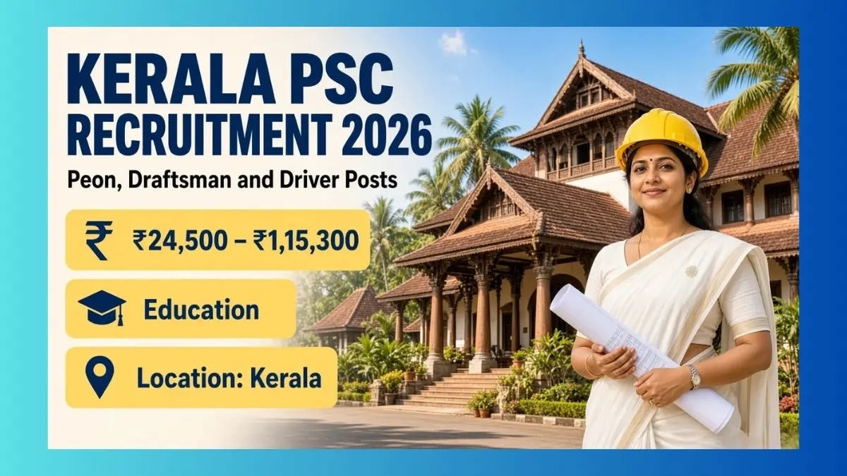 Kerala PSC Peon and Draftsman Recruitment 2026 notification for 74 posts