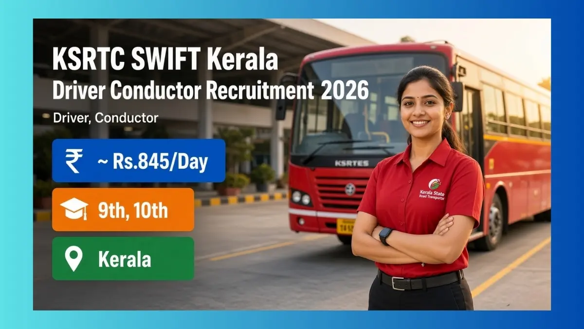 KSRTC SWIFT Kerala Driver Conductor Recruitment 2026 for 1040 posts