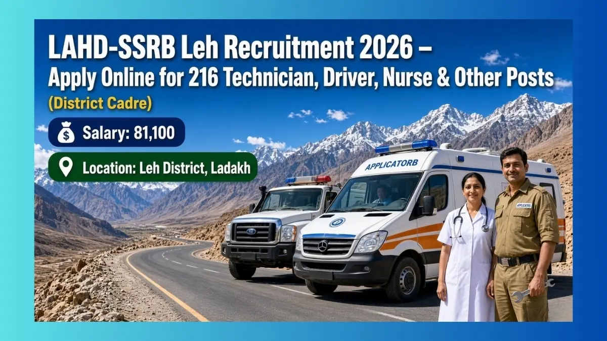LAHD-SSRB Leh recruitment 2026 notification for 216 district cadre posts