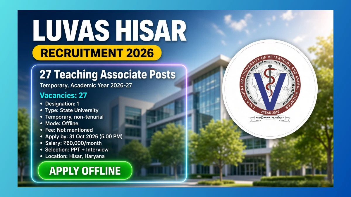LUVAS Hisar Teaching Associate recruitment 2026 for 27 temporary posts