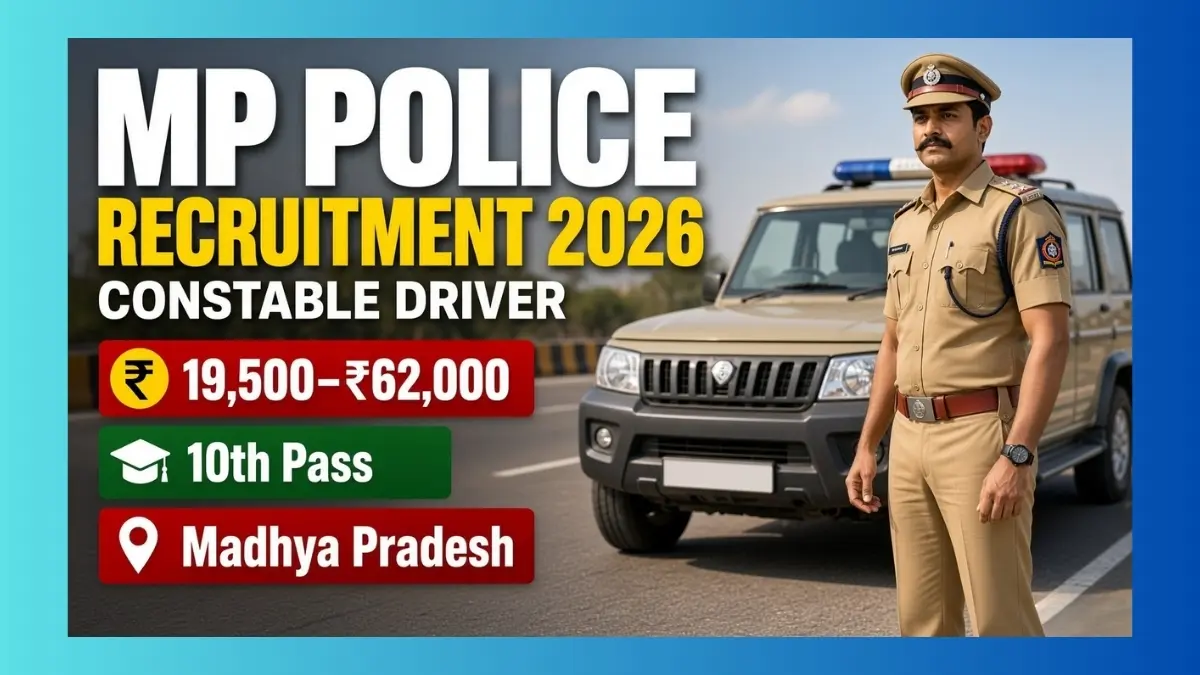 MP Police Constable Driver Recruitment 2026 for 1000 male posts in Madhya Pradesh