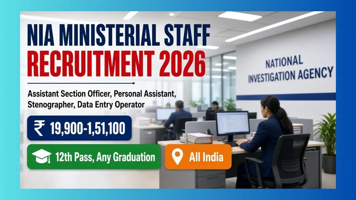 NIA ministerial staff deputation recruitment 2026 for 50 posts including LDC and Stenographer
