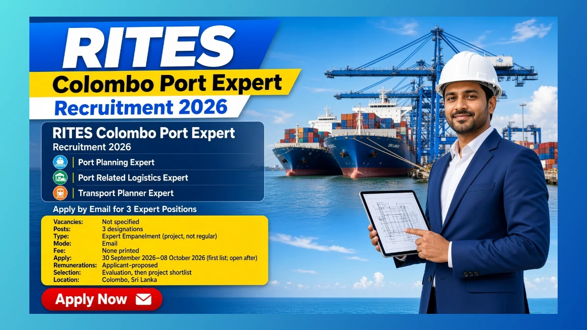 RITES Colombo port expert recruitment 2026 REOI for three expert positions
