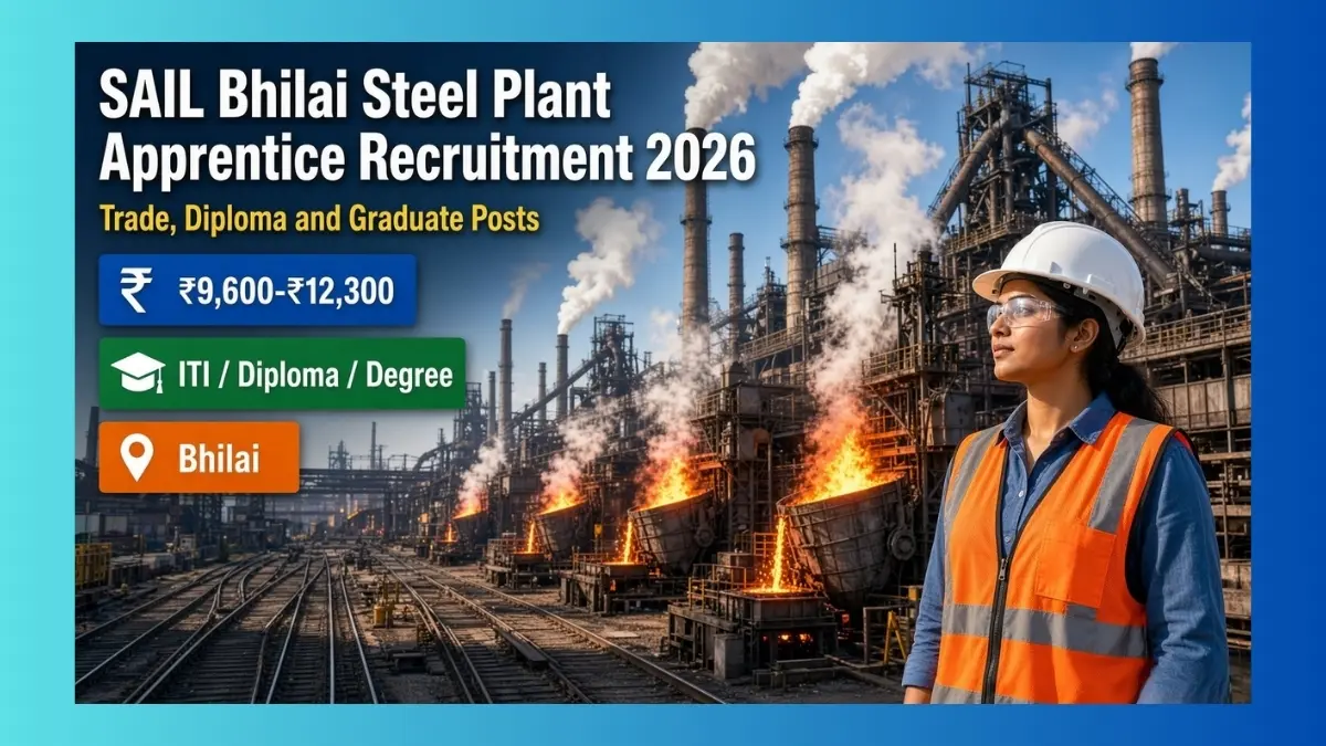 SAIL Bhilai Steel Plant apprentice recruitment 2026 for 710 ITI, diploma and graduate seats