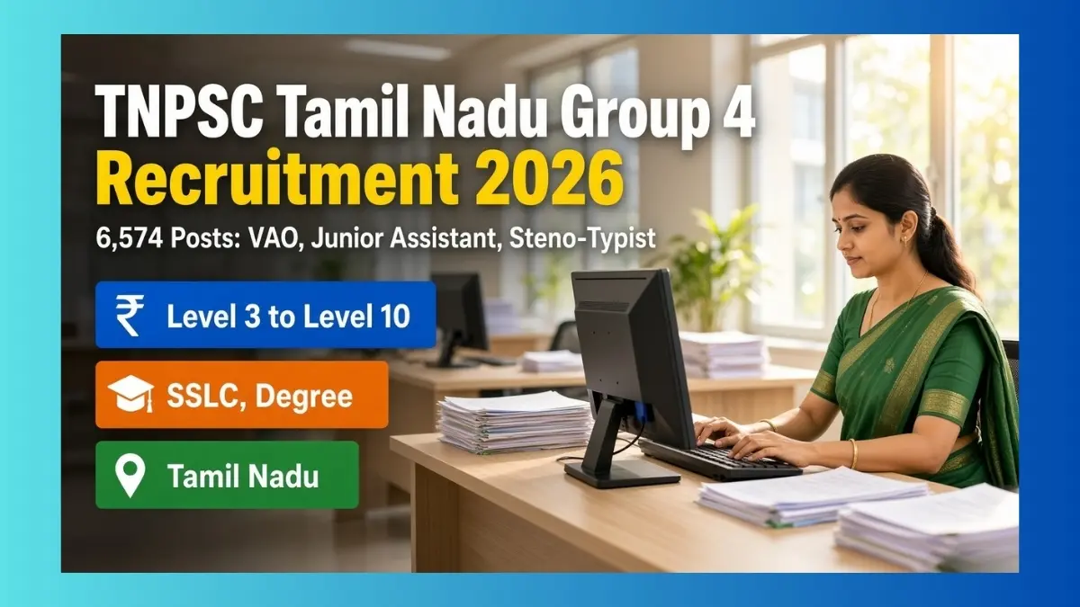 TNPSC Group 4 Recruitment 2026 notification for 6574 posts in Tamil Nadu