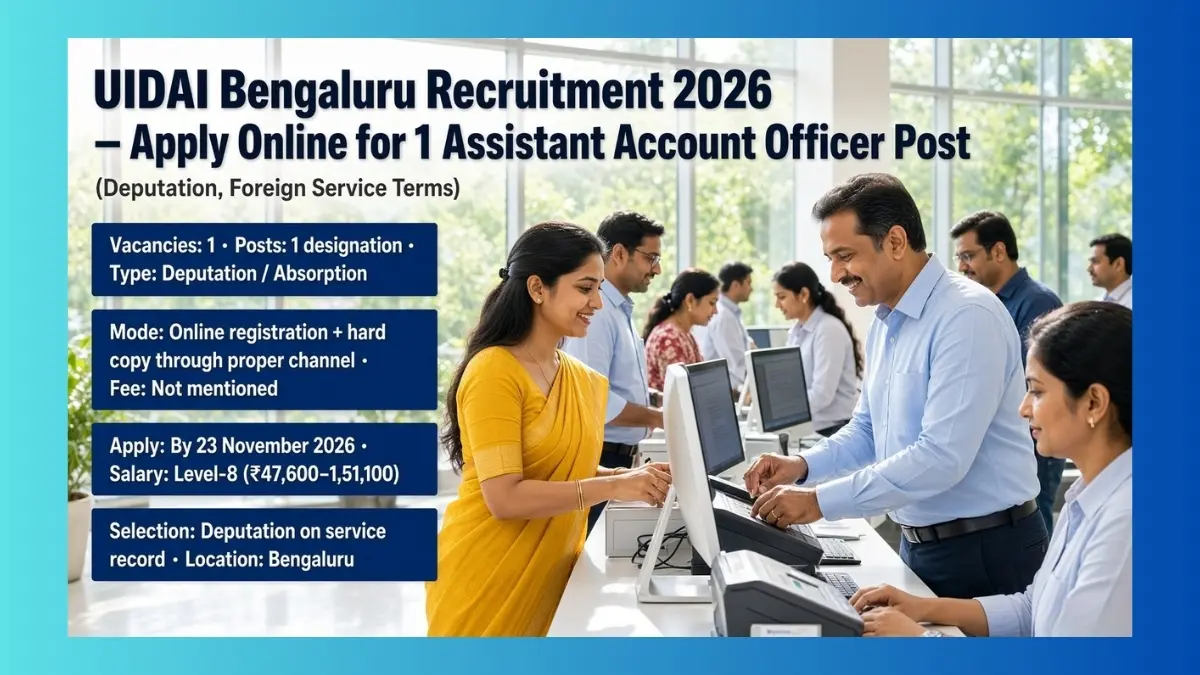 UIDAI Bengaluru Assistant Account Officer deputation recruitment 2026 notification